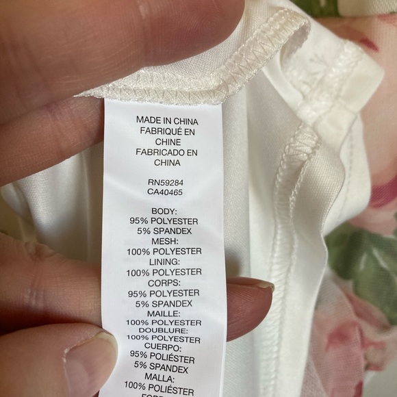 🌸Place New White Pink Roses Mesh Lace Overlay Sleeveless Dress - Picture 2 of 8